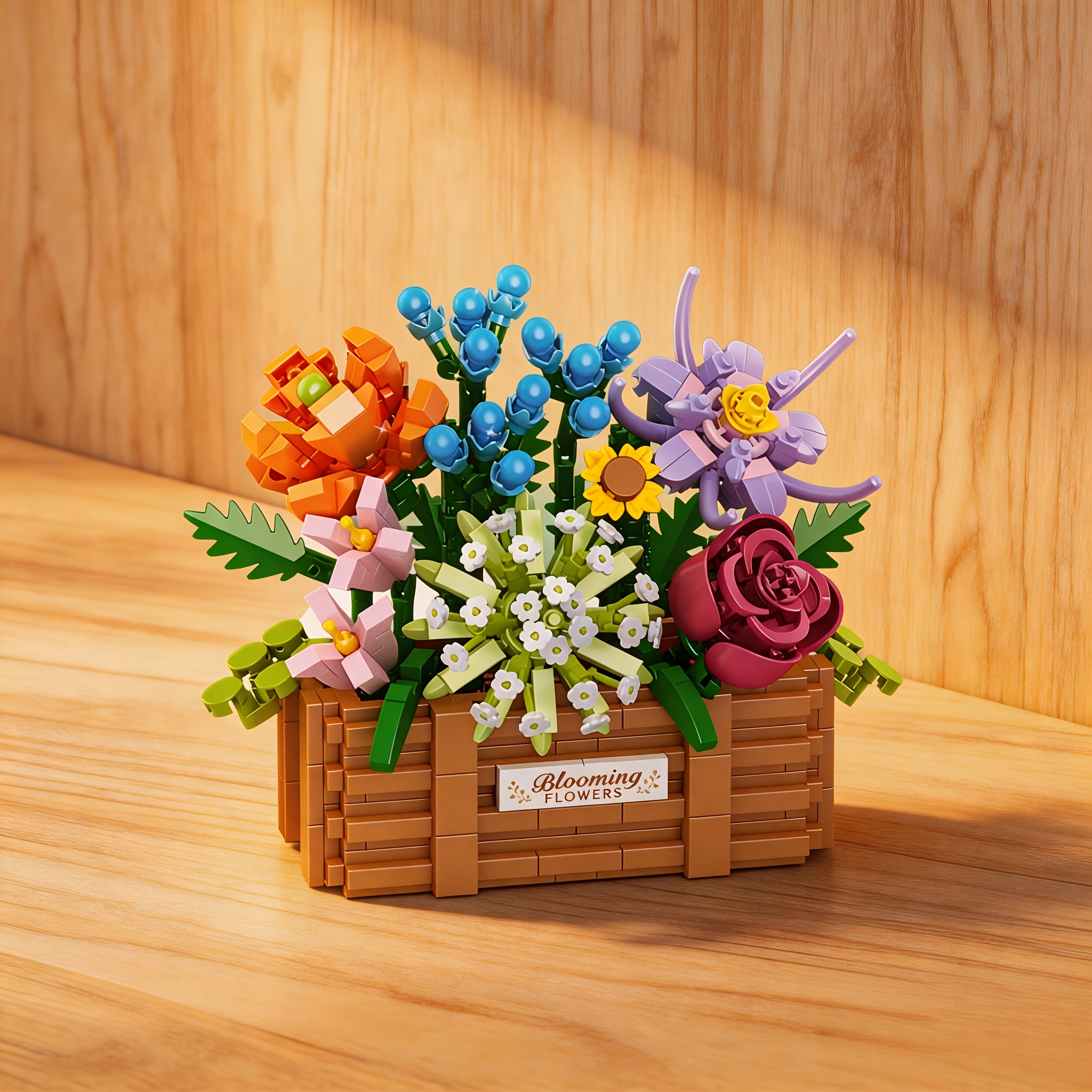 Flower Basket Building Block Set, Creative Desktop Decor